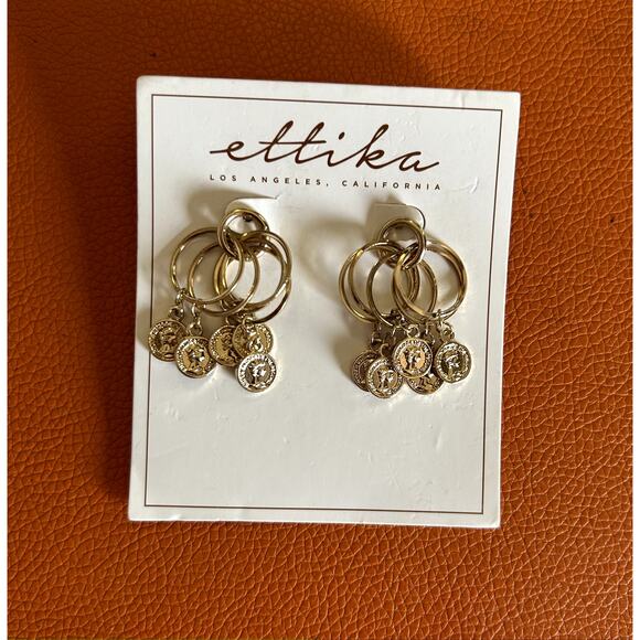 Ettika Gold Coin Multi Hoop Pierce Earrings - Picture 1 of 2